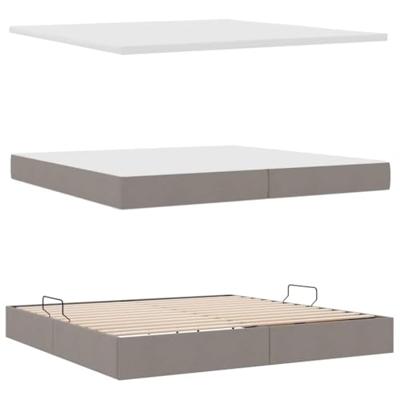 Opslag bed met matras met opslag Taupe 200 x 200 cm Nep Leer