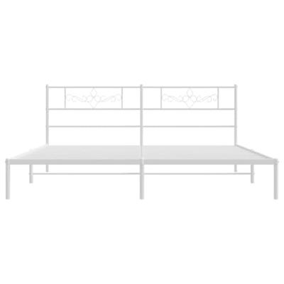Bedframe met hoofdbord metaal wit 200x200 cm - thumbnail