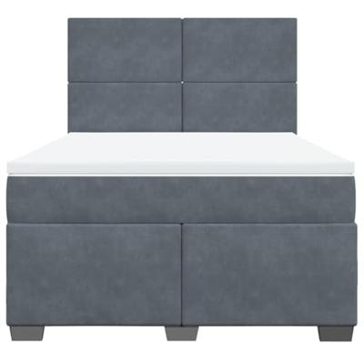 Boxspring met matras fluweel donkergrijs 160x200 cm