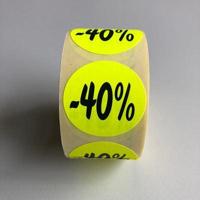 Etiket fluor geel 35mm 40% korting 500 - thumbnail