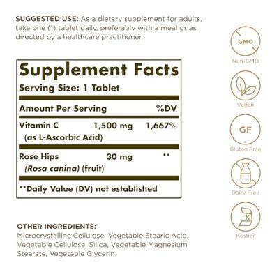 Solgar Vitamine C with Rose Hips (Rozenbottel) 1500 mg Tabletten