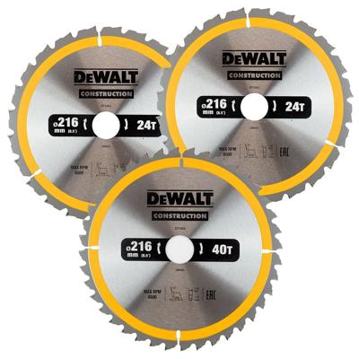 DeWALT DT1962 Cirkelzaagbladen Set 216mm (2X 24T 1X 40T)