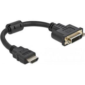 Delock 65206 HDMI / DVI Adapter [1x HDMI-stekker - 1x DVI-bus 24+5-polig] Zwart 0.20 m