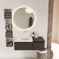 MONDIAZ BUKLA 100cm badmeubel met module 40 kleur Dark Brown met 2 lades. Wastafel CLOUD links 0 kraangaten kleur Talc. - thumbnail
