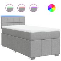 Boxspring met matras stof lichtgrijs 120x190 cm - thumbnail