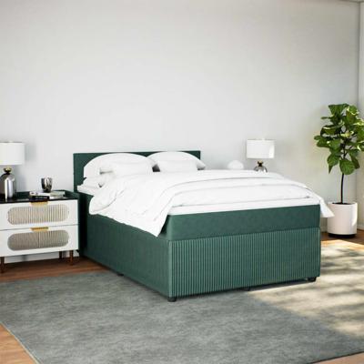 Boxspring met matras fluweel donkergroen 160x200 cm - thumbnail