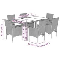 7-delige Tuinset met kussens poly rattan en glas lichtgrijs - thumbnail