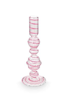 Pip Studio Kandelaar Glas Swirl Roze 22cm Pip Studio Kandelaar Glas Swirl Roze 22cm