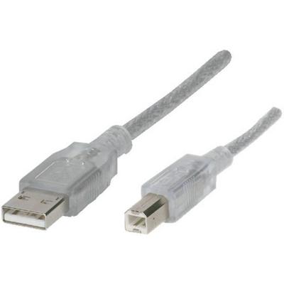 Renkforce RF-4538144 USB-kabel USB 2.0 USB-A stekker, USB-B stekker 1.80 m Transparant