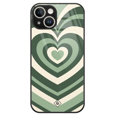 iPhone 14 glazen hardcase - Hart swirl groen