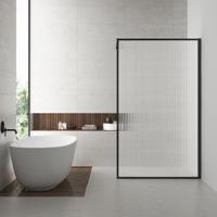 Wiesbaden Douchewand Square 100x200 | Helder | Mat Zwart | Inloopdouche - thumbnail