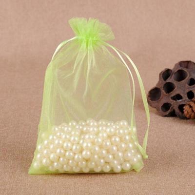 100 PCS geschenk zakken sieraden organza zakje bruiloft verjaardag partij drawable zakjes Gift Bag grootte: 10x15cm (fruit groen)