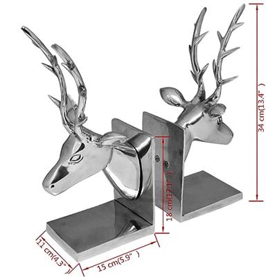VidaXL Boekensteunen herten 2 stuks aluminium zilver