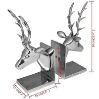 VidaXL Boekensteunen herten 2 stuks aluminium zilver - thumbnail
