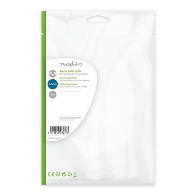 Stereo-Audiokabel | 3,5 mm Male - 3,5 mm Female | 10 m | Zwart