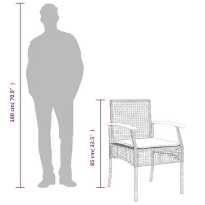 Tuinstoelen 2 st met kussens poly rattan en acaciahout zwart