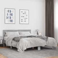Bedframe bewerkt hout metaal grijs sonoma eiken 160x200 cm - thumbnail