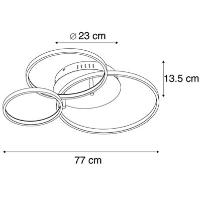 QAZQA Moderne plafondlamp zwart incl. LED en dimmer- Rondas