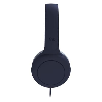 T'nB - Bedrade Supra-auditieve hoofdtelefoon, Foam Pads, Hoofdband Liner voor optimaal comfort, USB-C-kabel, ingebouwde bedieningselementen, microfoon - blauw