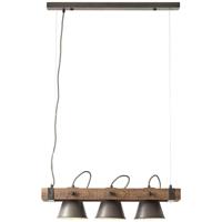 Brilliant 3-lichts hanglampDecca zwart met bruin - 85873/46 - thumbnail