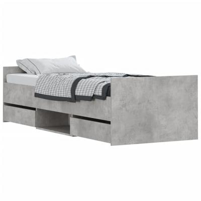 Bedframe met hoofd- en voeteneinde betongrijs 75x190 cm