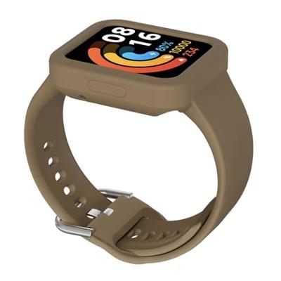 By Qubix - Siliconen band met case - Bruin - Xiaomi Redmi Watch 2 (Lite)