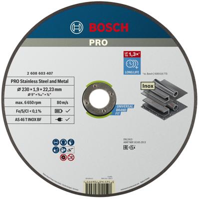 Bosch Accessories 2608603407 2608603407 Doorslijpschijf recht 230 mm 1 stuk(s) Staal