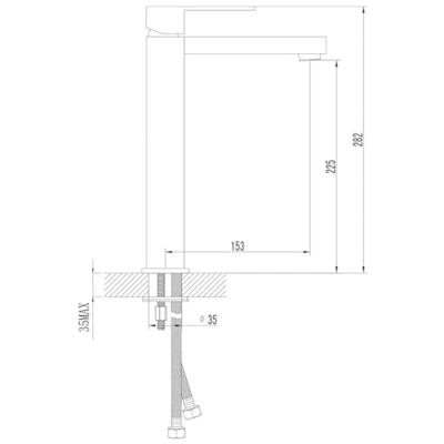 Wastafelmengkraan Sapho Latus 1-hendel Recht 28.2 cm Chroom Sapho