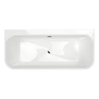 Half-vrijstaand bad Xenz Taylor | 180x80 cm | Incl.Badafvoer-Zwart mat | Sleuf overloop | Acryl | Glans wit - thumbnail