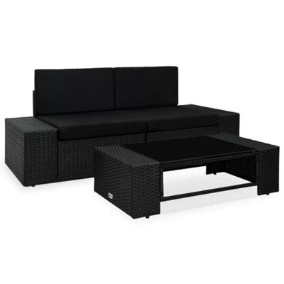 VidaXL 3-delige loungeset poly rattan zwart