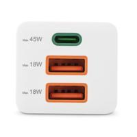 Hama Fast Charger GaN 1x USB-C PD 2x USB-A QC Mini-Charger 45 W Oplader Wit - thumbnail