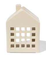HEMA Theelichthouder 8.4x14.3x10cm keramiek huisje crème - thumbnail