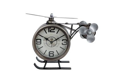 Klok Helikopter messing metaal 1xAAex 23x13,5x18,5cm