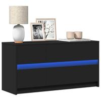 Tv-meubel met LED 100x34x50 cm bewerkt hout zwart - thumbnail