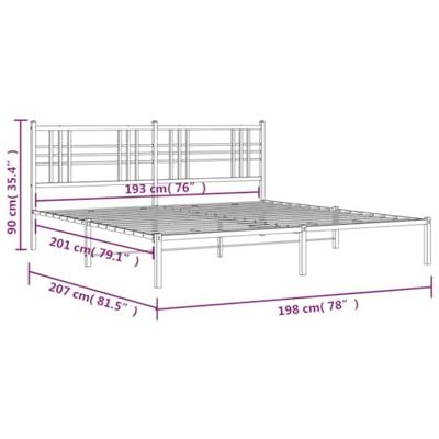 Bedframe met hoofdbord metaal wit 193x203 cm Bedframe met hoofdbord metaal wit 193x203 cm