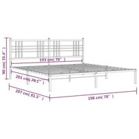Bedframe met hoofdbord metaal zwart 193x203 cm - thumbnail