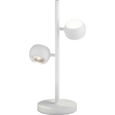 LED Tafellamp - Musterring Cannon - 2 Lichtpunten van 5 Watt - Dimbaar - Aanpasbare Lichtkleur - Geheugenfunctie - Up-and-down Verlichting - Mat Wit - Metaal