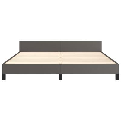 Bedframe met hoofdbord kunstleer grijs 200x200 cm - thumbnail