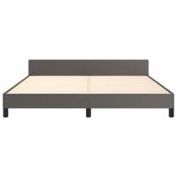 Bedframe met hoofdbord kunstleer grijs 200x200 cm - thumbnail