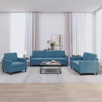 3-delige Loungeset fluweel blauw - thumbnail