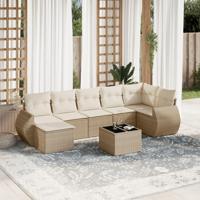 8-delige Loungeset met kussens poly rattan beige - thumbnail