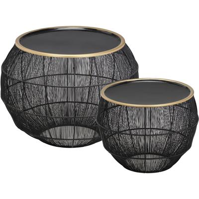 Set Bijzettafels - Trion Kanka - Rond - 55cm - Zwart - Metaal