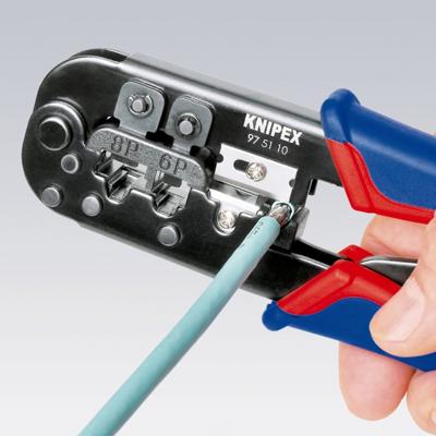 Knipex 97 51 10 Krimptang Modulaire stekkers (western) RJ11, RJ12, RJ45