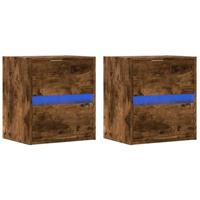 Tv-wandmeubels met LED 2 st 41x31x45 cm gerookt eikenkleurig - thumbnail