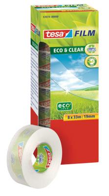Tesafilm eco & clear ecoLogo, ft 19 mm x 33 m, toren van 8 rolletjes Tesafilm eco & clear ecoLogo, ft 19 mm x 33 m, toren van 8 rolletjes