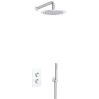 Fortifura Calvi Inbouw Regendoucheset - thermostatisch - wandarm - 30cm hoofddouche - staaf handdouche - metalen doucheslang - chroom SW496810/SW542643/SW767373/SW1139119/SW720559/SW72 - thumbnail