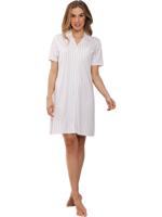 Katoenen gestreept doorknoopnachthemd - thumbnail