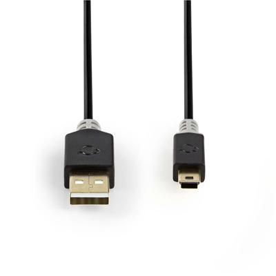Kabel USB 2.0 | A male - Mini 5-pins male | 2,0 m | Antraciet