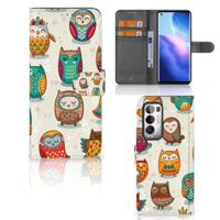 OPPO Find X3 Neo 5G | Telefoonhoesje | Met pasjeshouder | Vrolijke Uilen - thumbnail