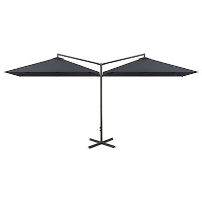 VidaXL Parasol dubbel met stalen paal 600x300 cm antracietkleurig VidaXL Parasol dubbel met stalen paal 600x300 cm antracietkleurig